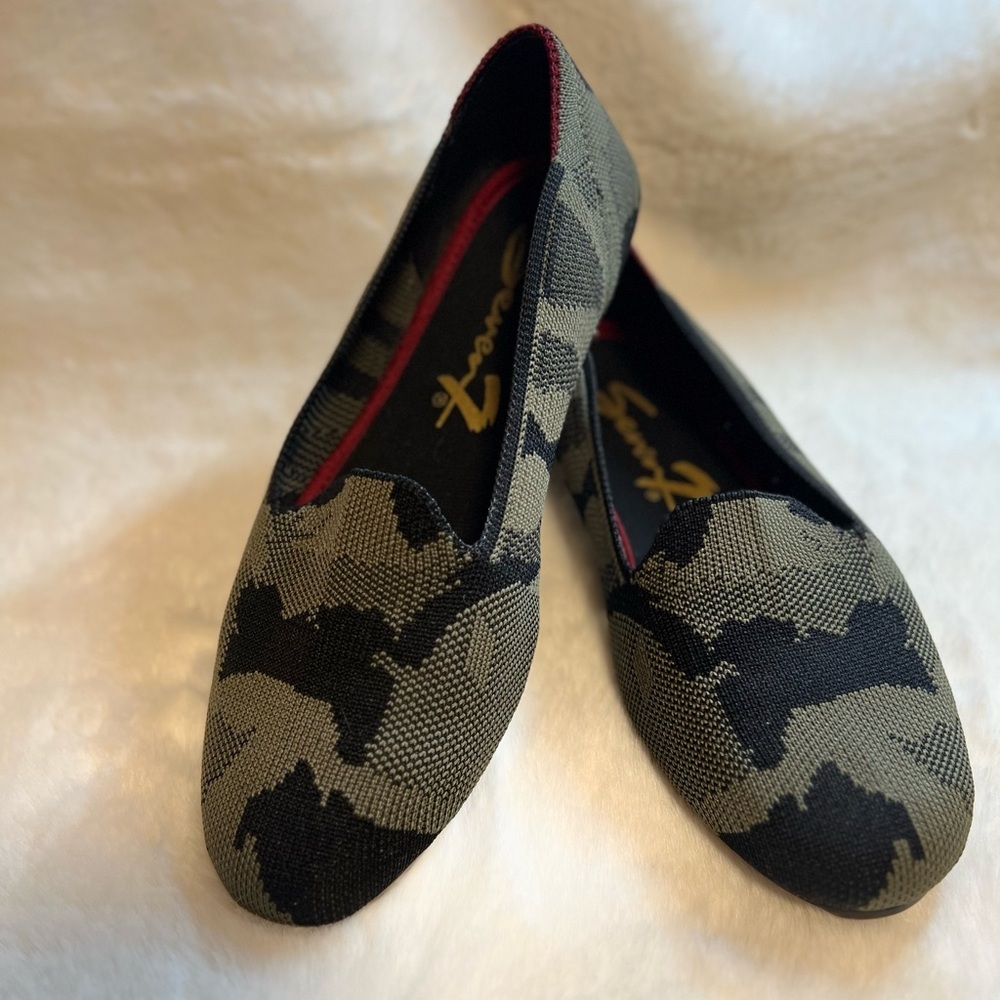 Seven7 Knit Camo Ballet Flats Stretch Green Loafers Slip On Shoes Women's 7